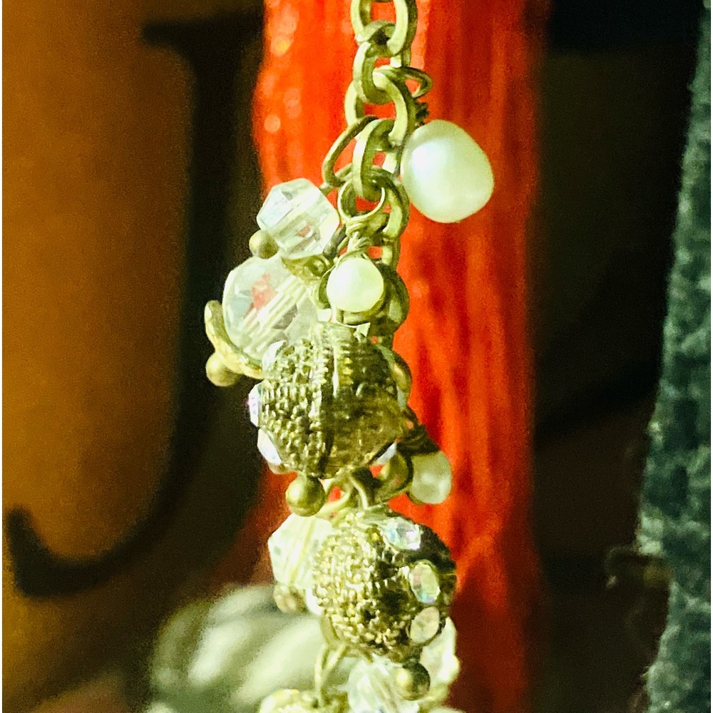 Elegant Gold and Silver Crystal Dangle Earrings - Picture 5 of 9
